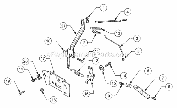 Engine Controls Diagram and Parts List for LT2138 13A-214F710 Cub Cadet Lawn Tractor